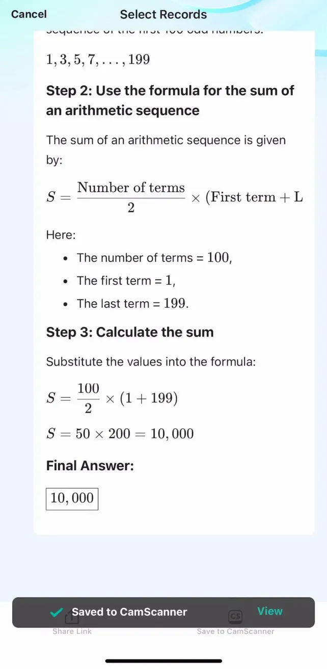 CamScanner - PDF Scanner App Solving a Math Problem with AI, screen 1