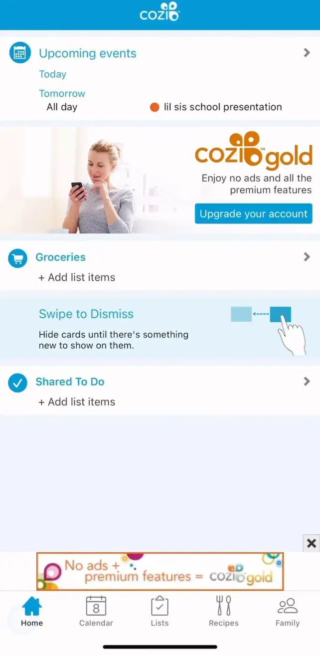 Cozi Family Organizer Create Shopping List, screen 1