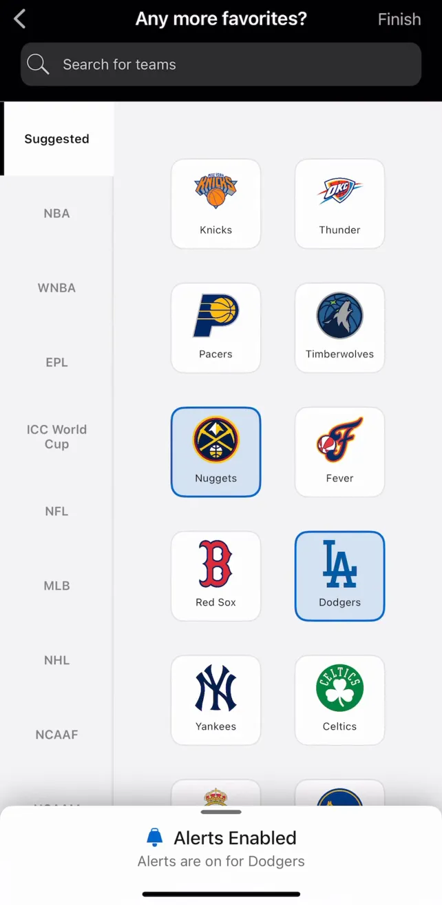 ESPN: Live Sports & Scores Onboarding & Personalization, screen 2