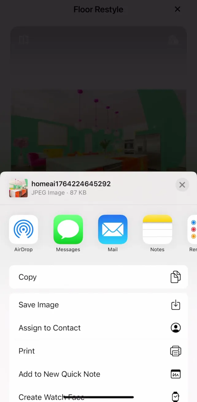 Home AI - AI Interior Design Saving and Sharing a Design, screen 1