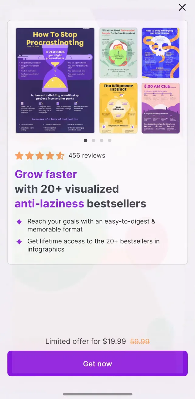 Nibble: Daily Learning & Quiz Purchase Lifetime Plan, screen 1