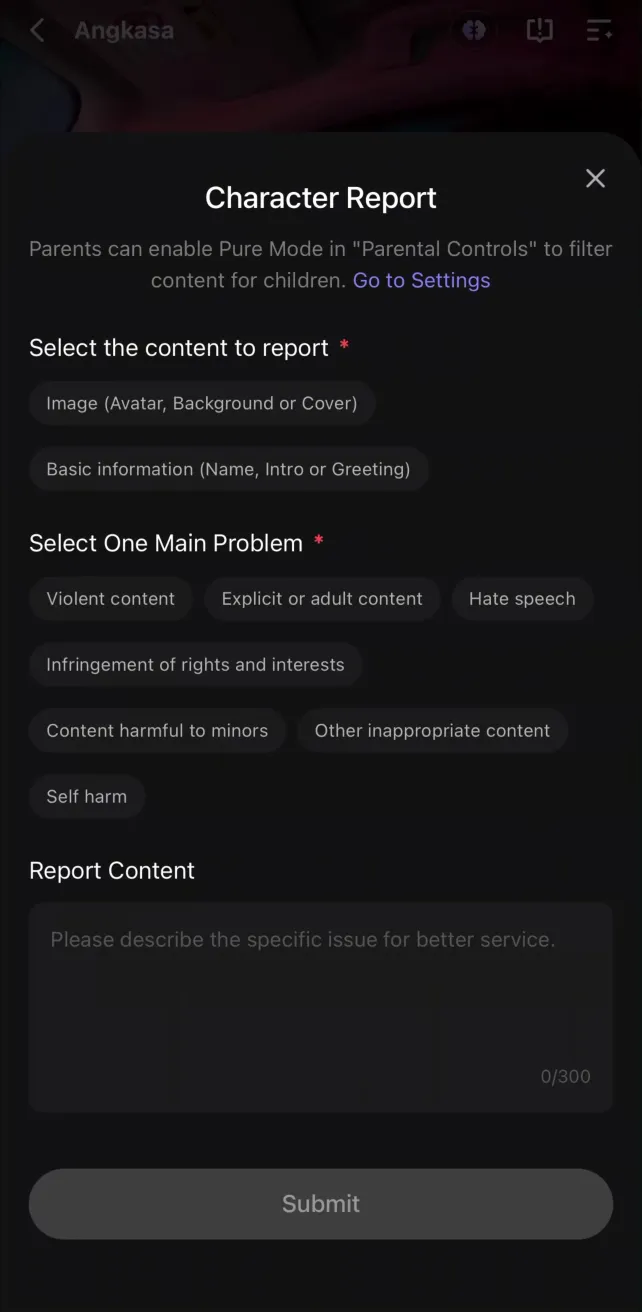 PolyBuzz: Chat with Characters Customizing User Experience, screen 1