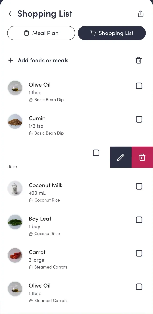 Solid Starts: Baby First Foods Manage Shopping List, screen 1