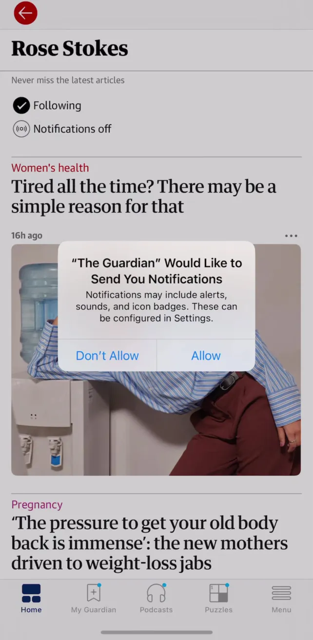 The Guardian - US & World News Personalizing Content, screen 1
