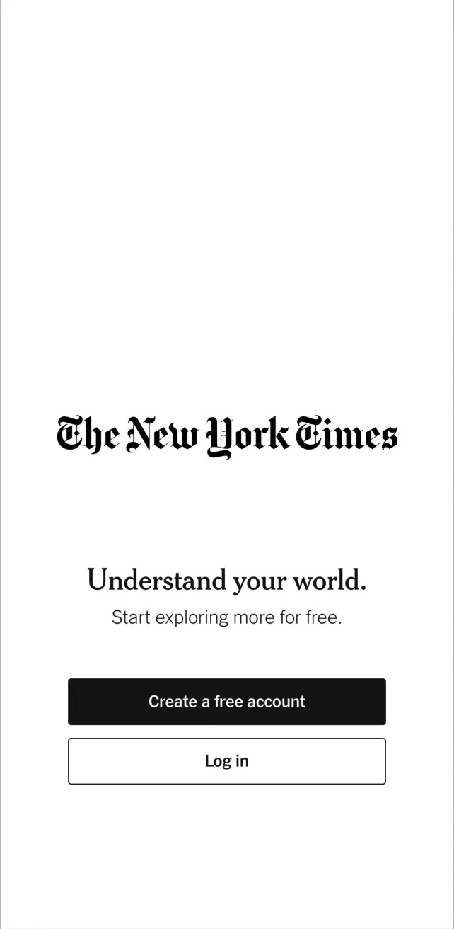NYTimes: US and Global News Onboarding & Account Creation, screen 2