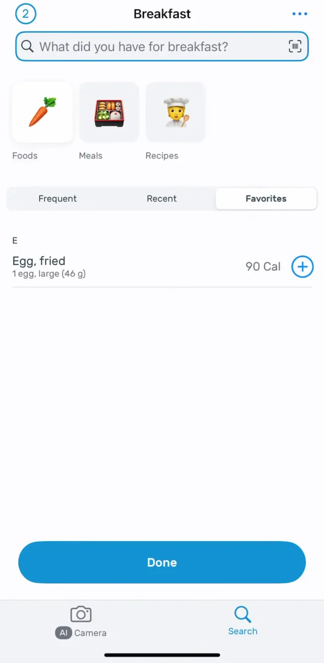 AI Calorie Tracker by Yazio Creating a Meal, screen 1