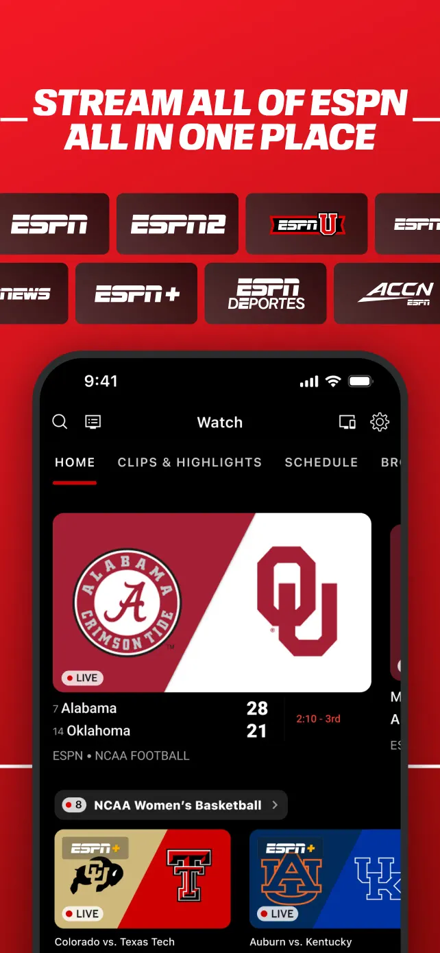 ESPN: Live Sports & Scores App Store screenshot 1