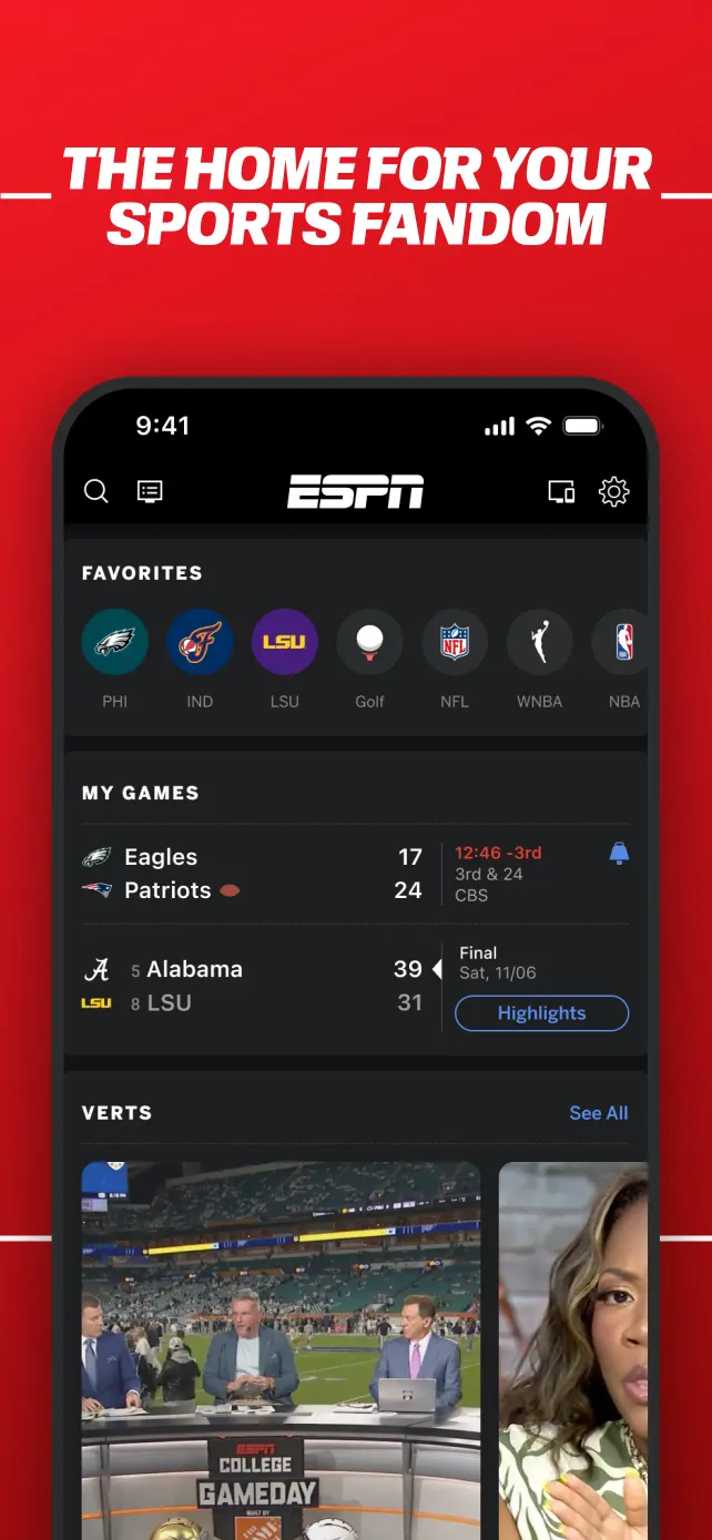 ESPN: Live Sports & Scores App Store screenshot 2